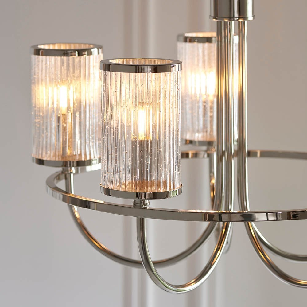 Henbury Bright Nickel Pendant with Ribbed Glass
