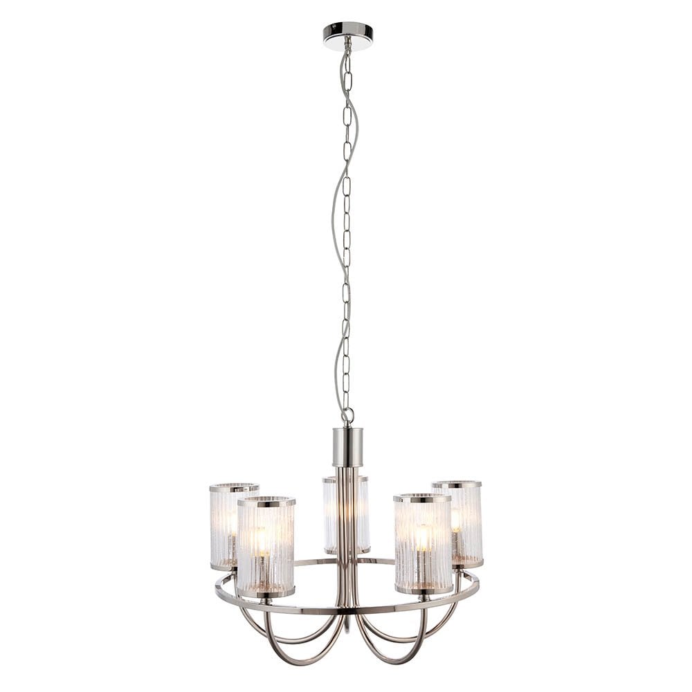 Henbury Bright Nickel Pendant with Ribbed Glass