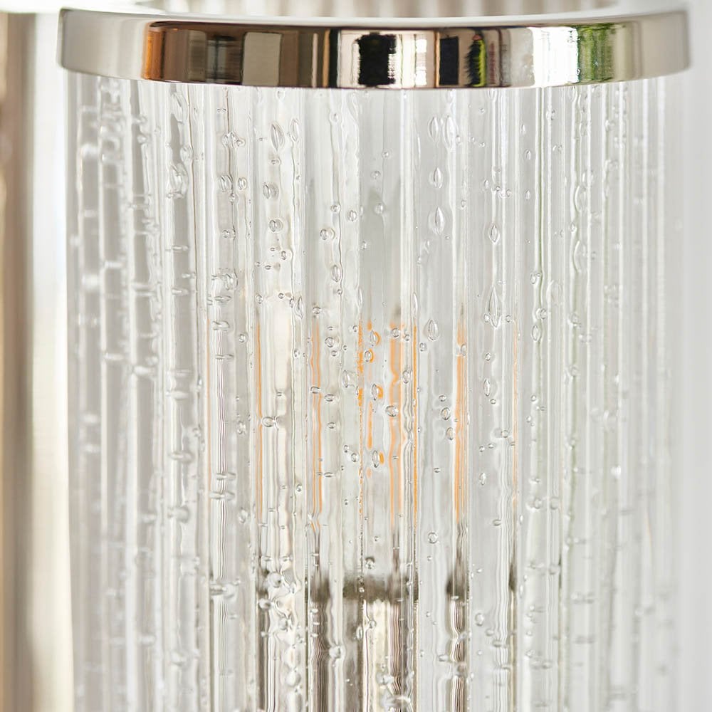 Henbury Bright Nickel Wall Light with Ribbed Glass