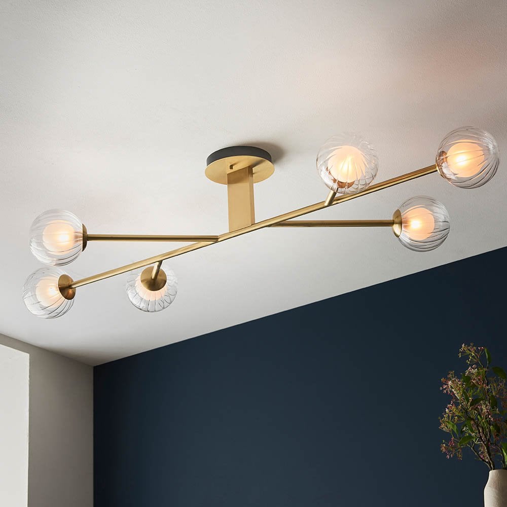 March 6 Light Satin Brass Semi Flush Fitting