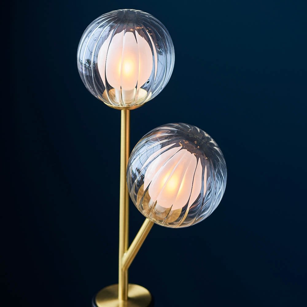 March Table Lamp in Satin Brass & Black Detail