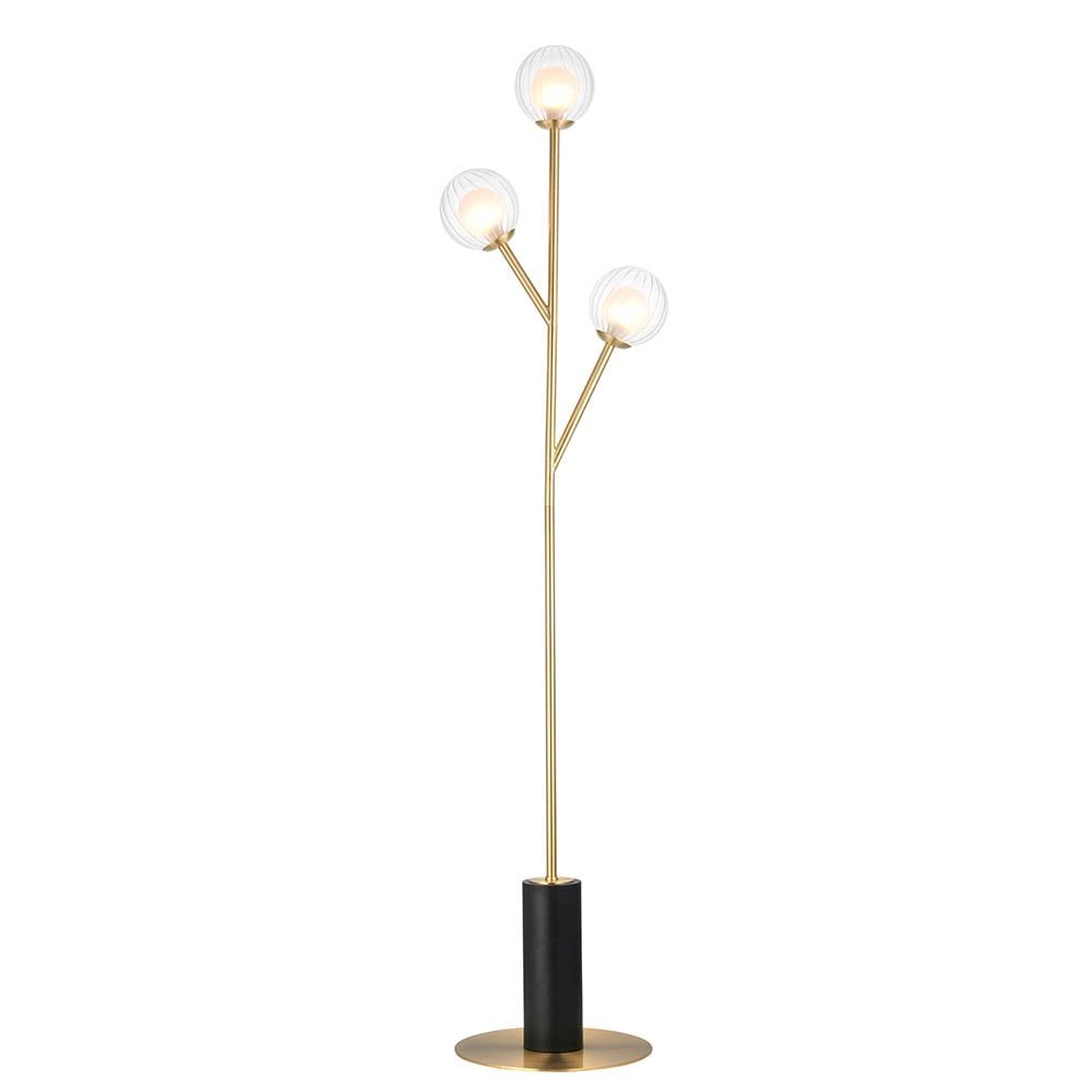 March Floor Lamp in Satin Brass & Black Detail