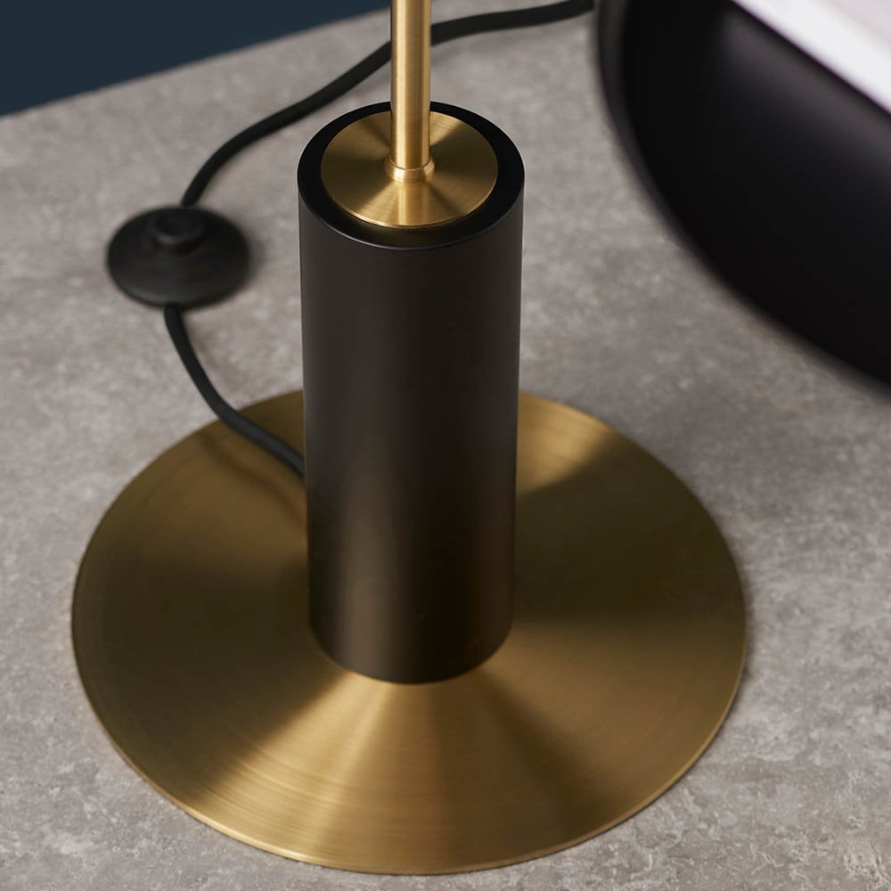 March Floor Lamp in Satin Brass & Black Detail