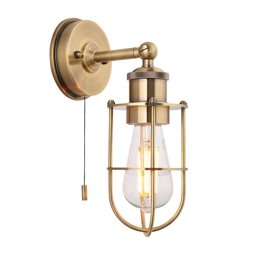 Crew Antique Brass Cage Wall Light