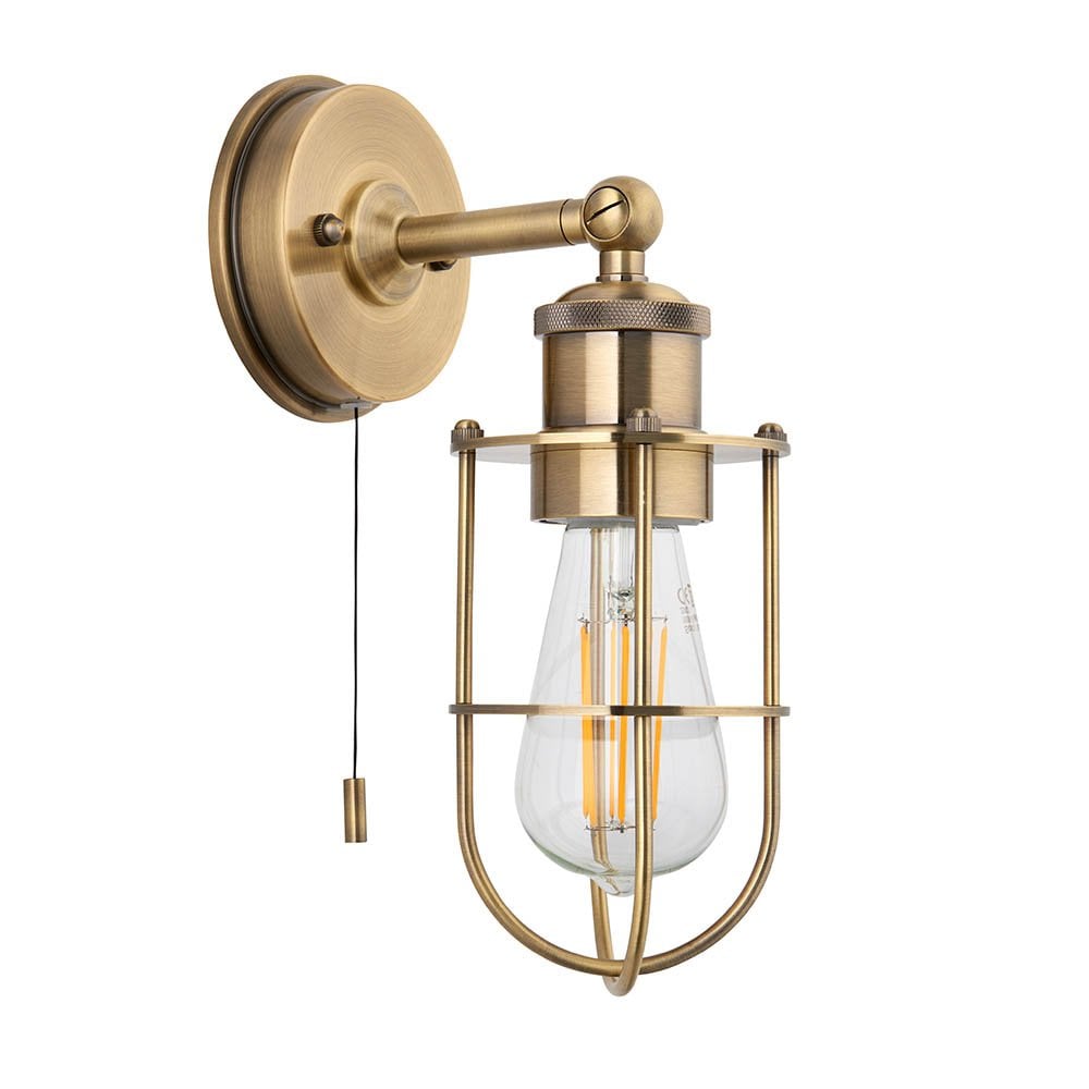 Crew Antique Brass Cage Wall Light