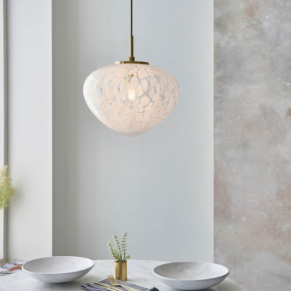 Mali Single Satin Brass Pendant with Confetti Glass
