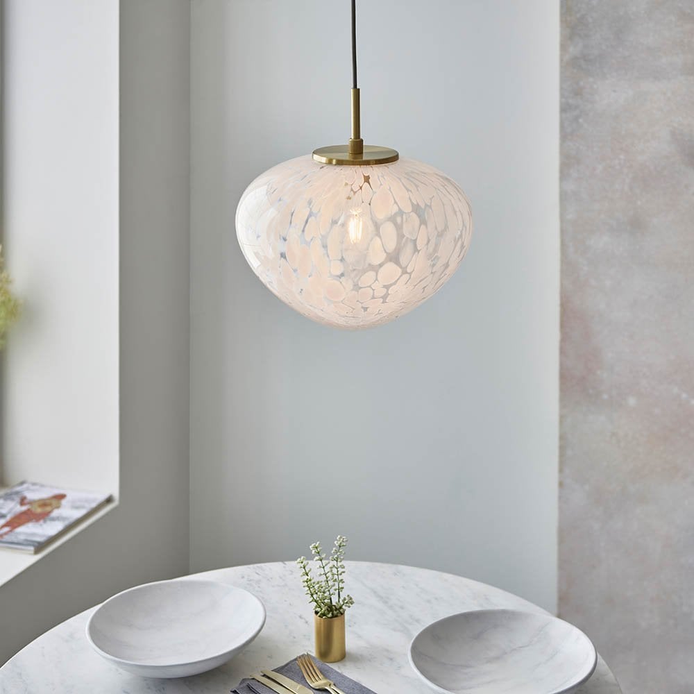 Mali Single Satin Brass Pendant with Confetti Glass