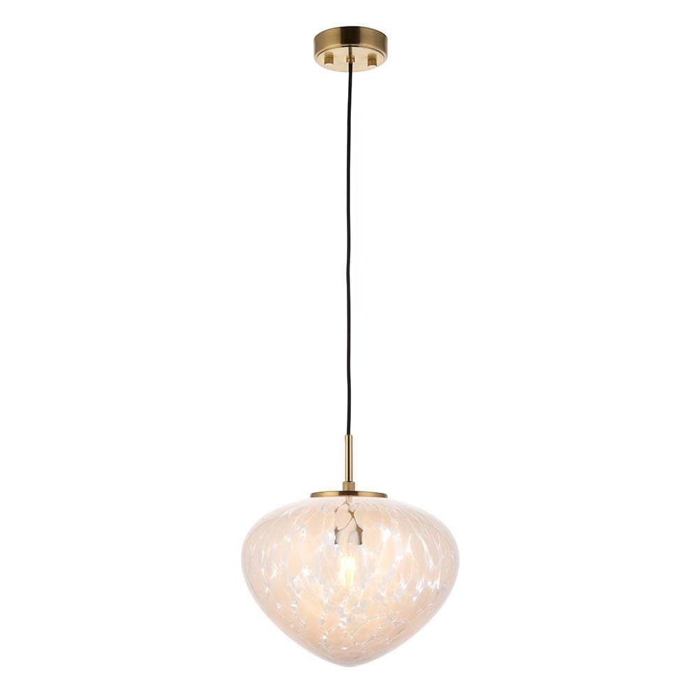 Mali Single Satin Brass Pendant with Confetti Glass