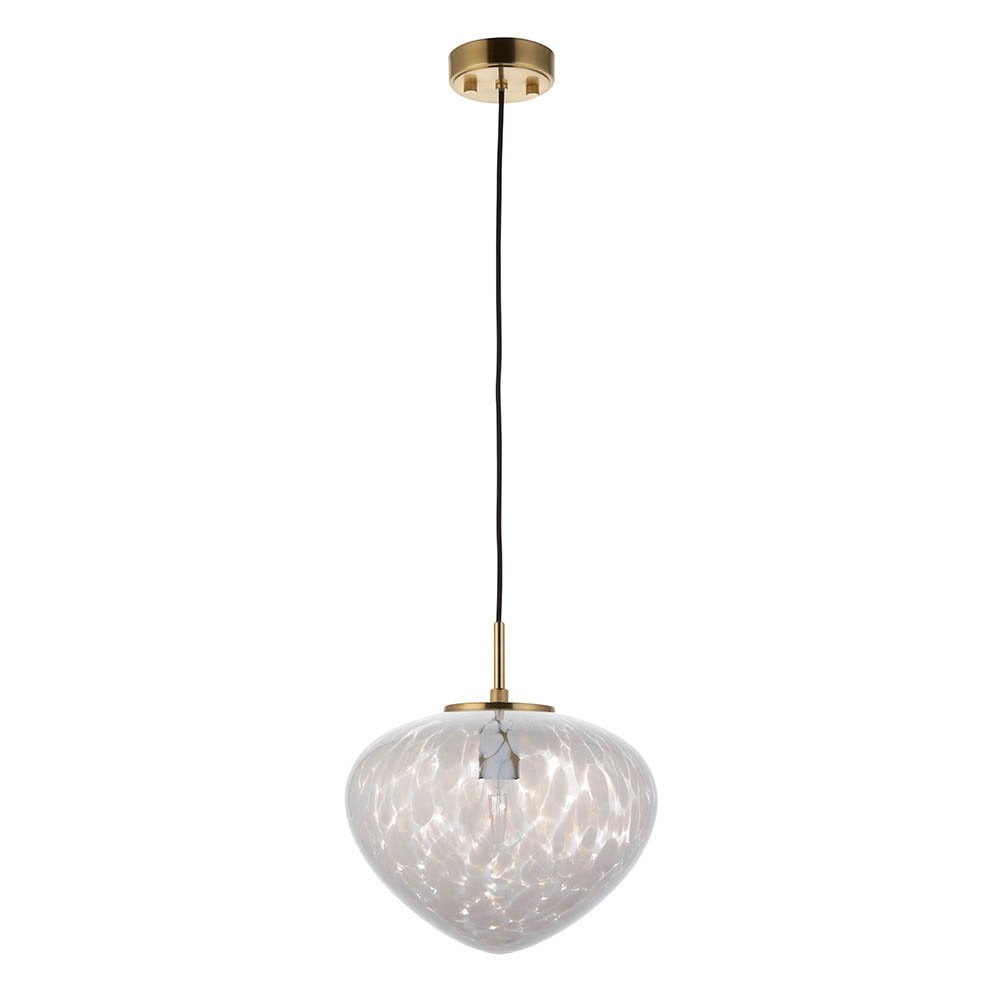 Mali Single Satin Brass Pendant with Confetti Glass