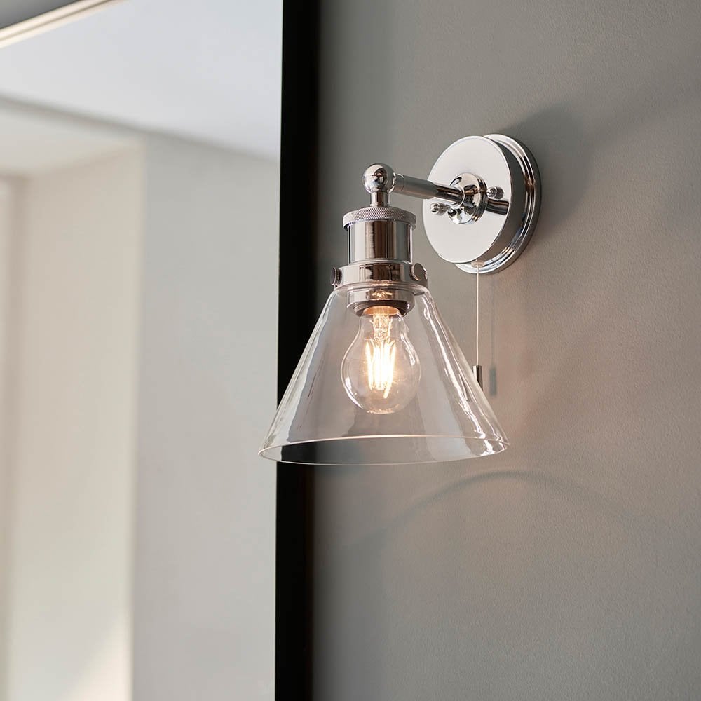 Chrome Wall Light IP44 with Clear Glass
