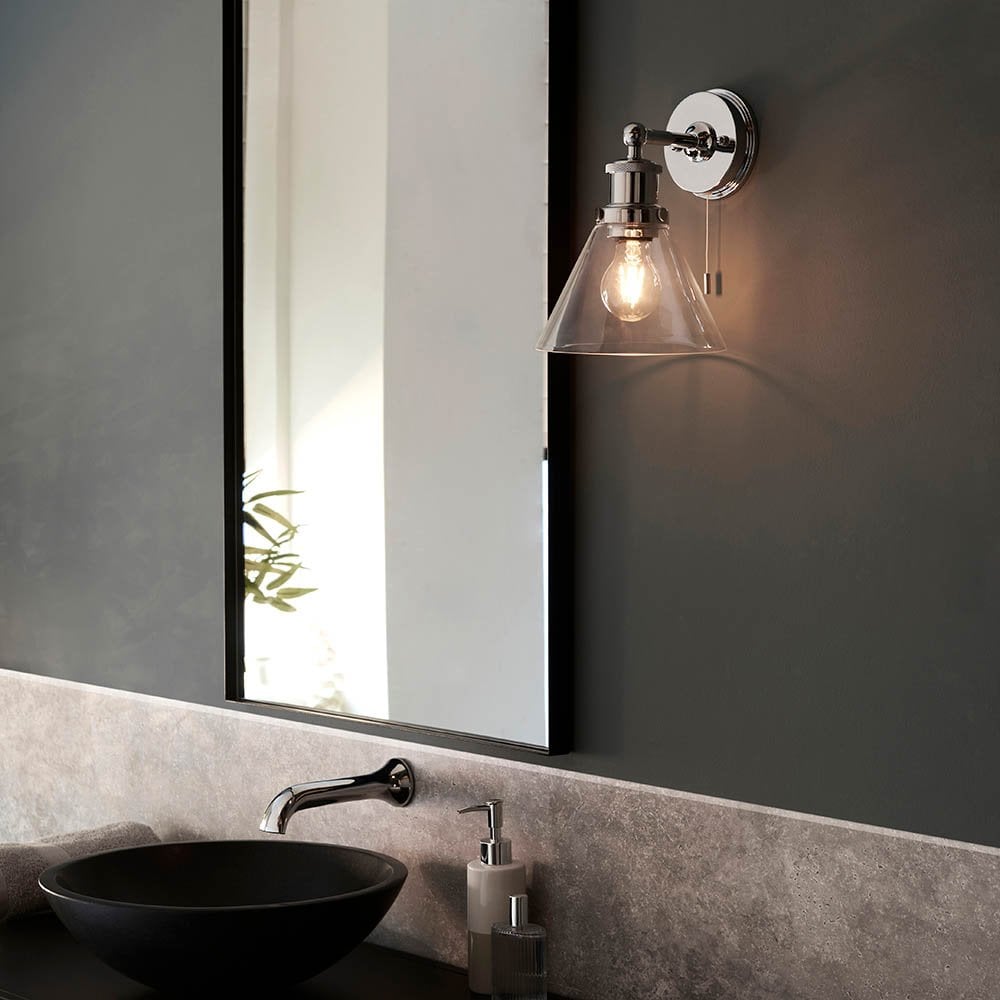Chrome Wall Light IP44 with Clear Glass