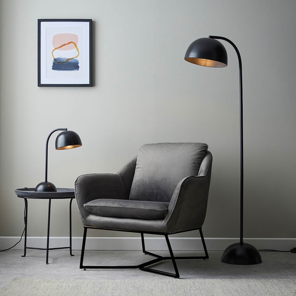 Matt Black Domed Floor Lamp