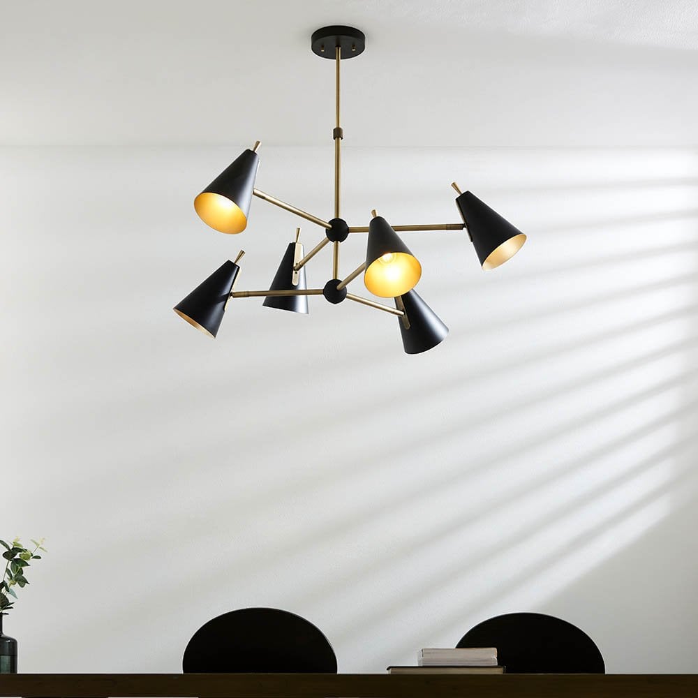 Everett Matt Antique Gold & Matt Black 6 Light Pendant
