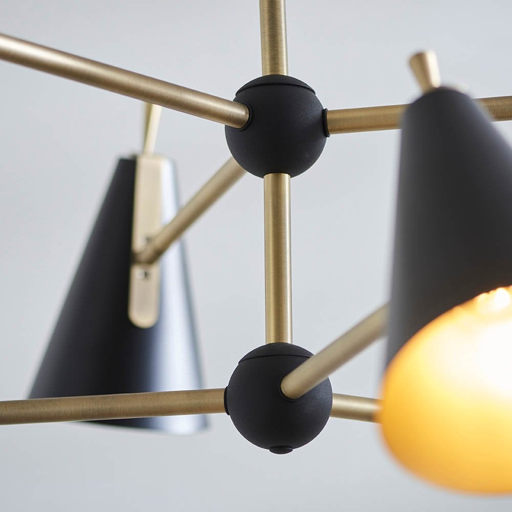 Everett Matt Antique Gold & Matt Black 6 Light Pendant