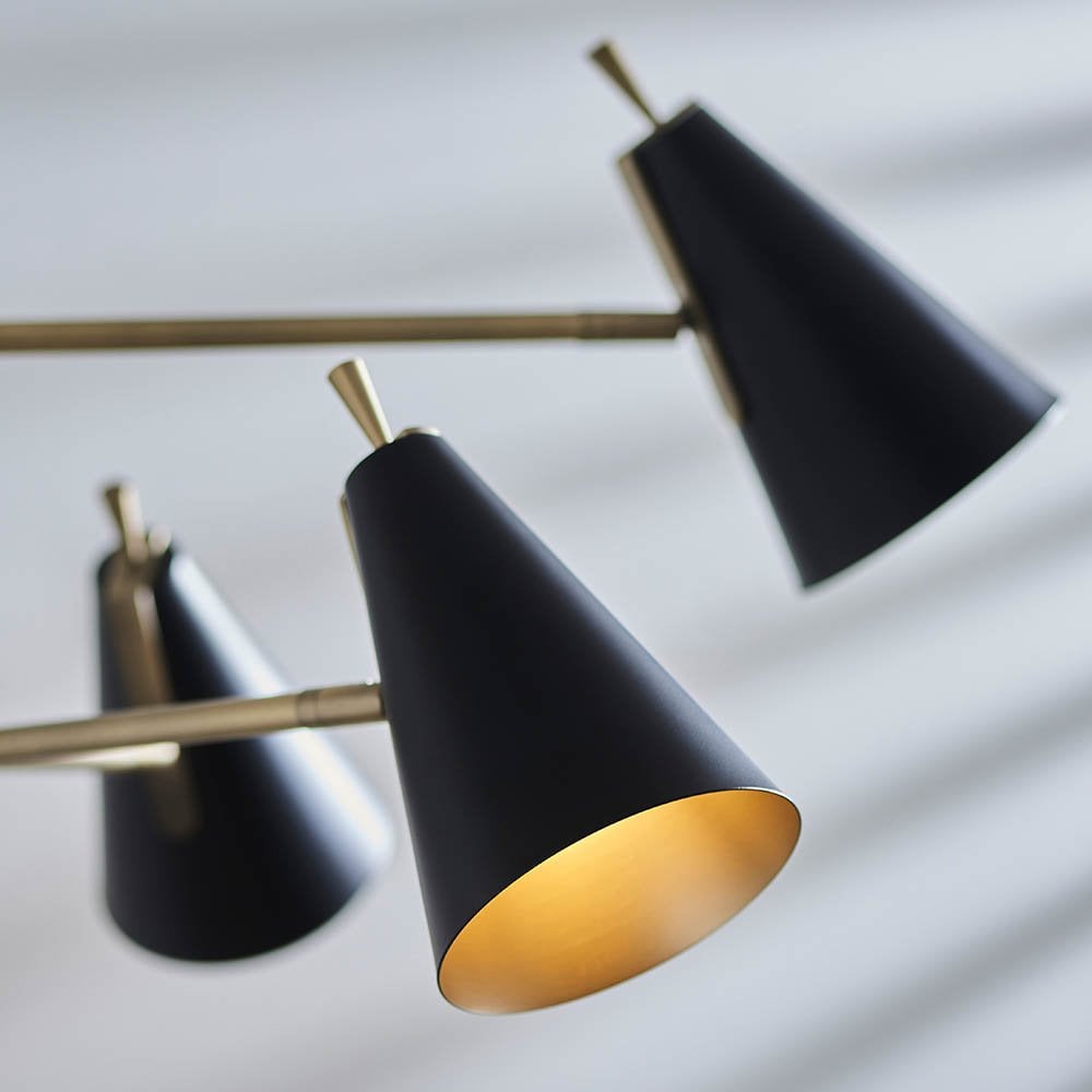 Everett Matt Antique Gold & Matt Black 6 Light Pendant