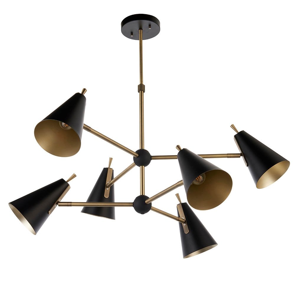 Everett Matt Antique Gold & Matt Black 6 Light Pendant