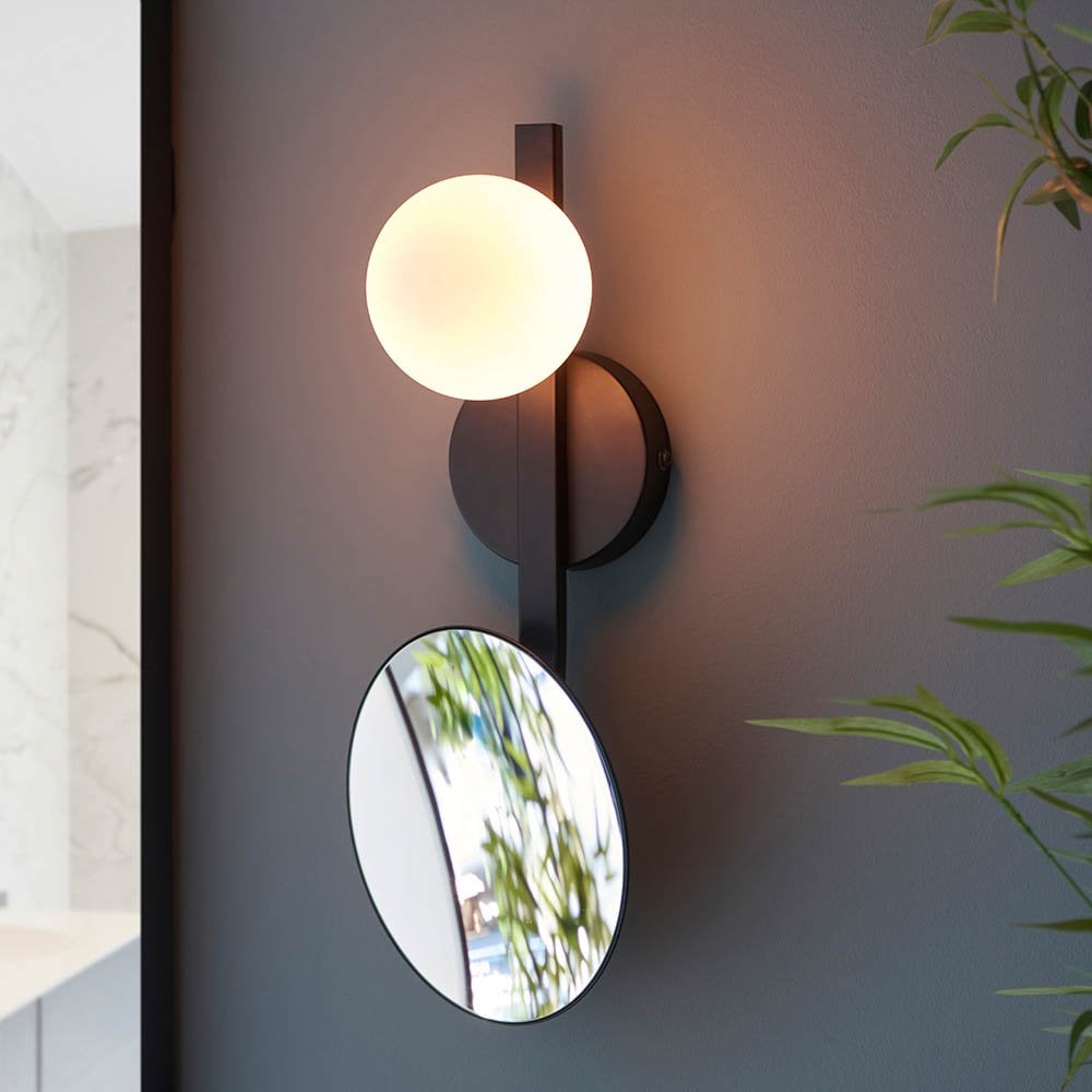 Spa Black Opal Wall Light C/W Mirror IP44