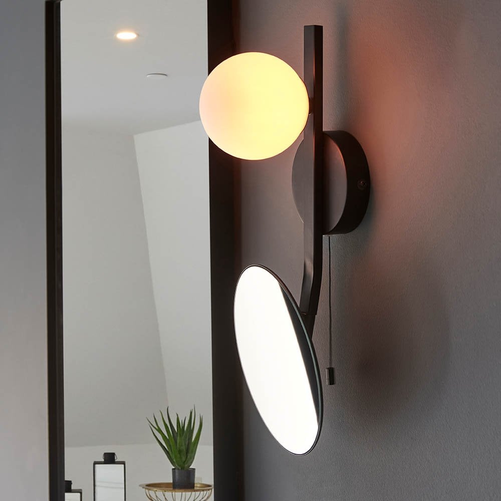 Spa Black Opal Wall Light C/W Mirror IP44