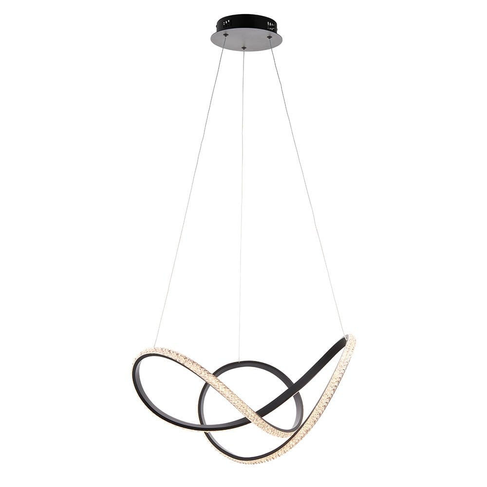 Francisca Textured Black LED Pendant with Clear Faceted Detail
