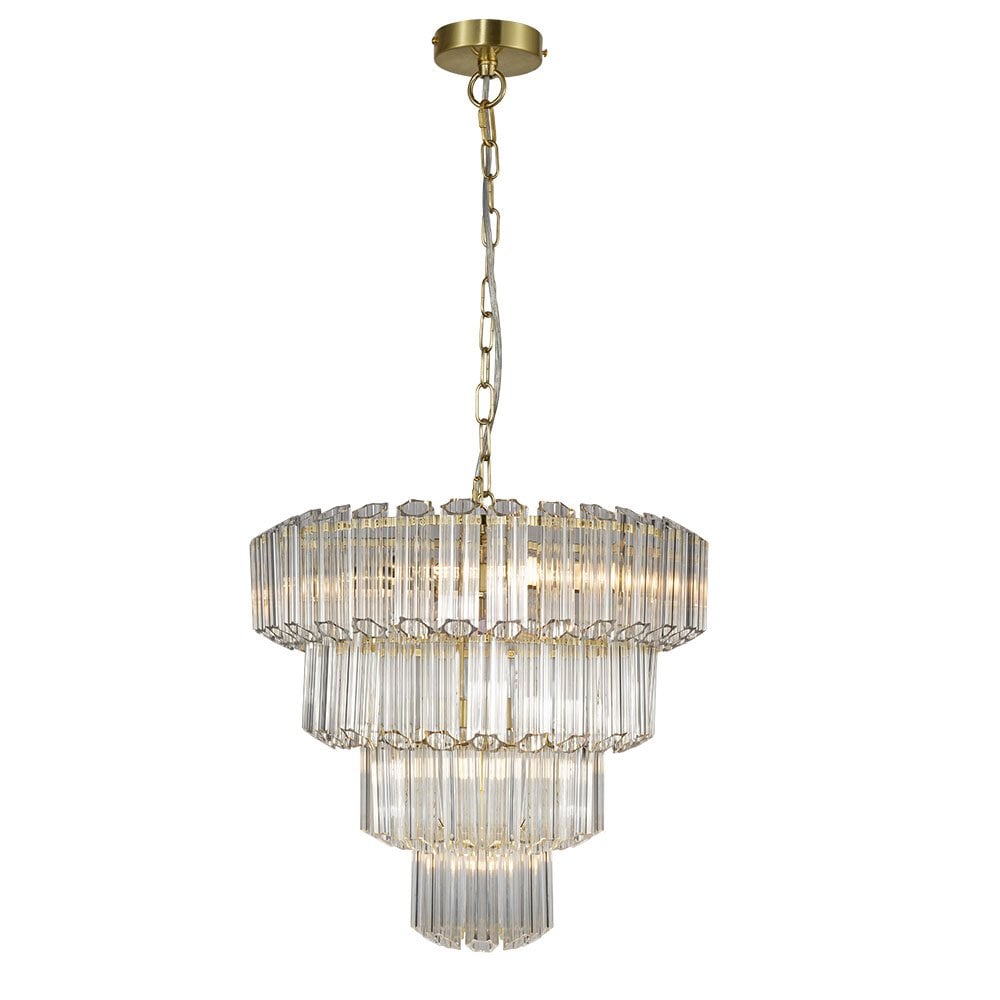 Pierre 11 Light Crystal Pendant in Satin Brass