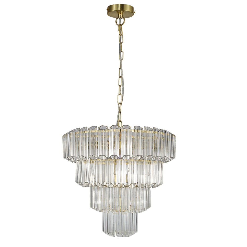 Pierre 11 Light Crystal Pendant in Satin Brass