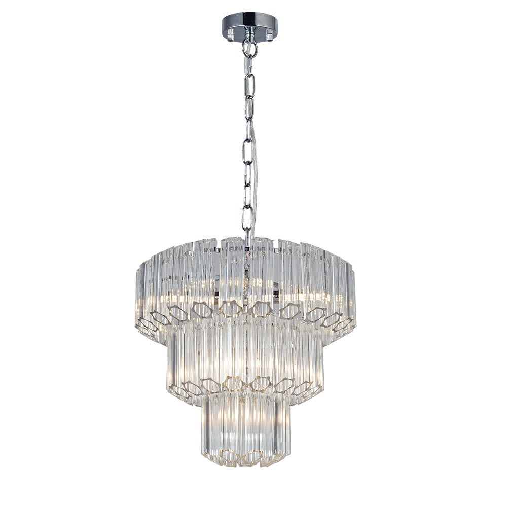 Pierre 7 Light Crystal Pendant in Polished Chrome