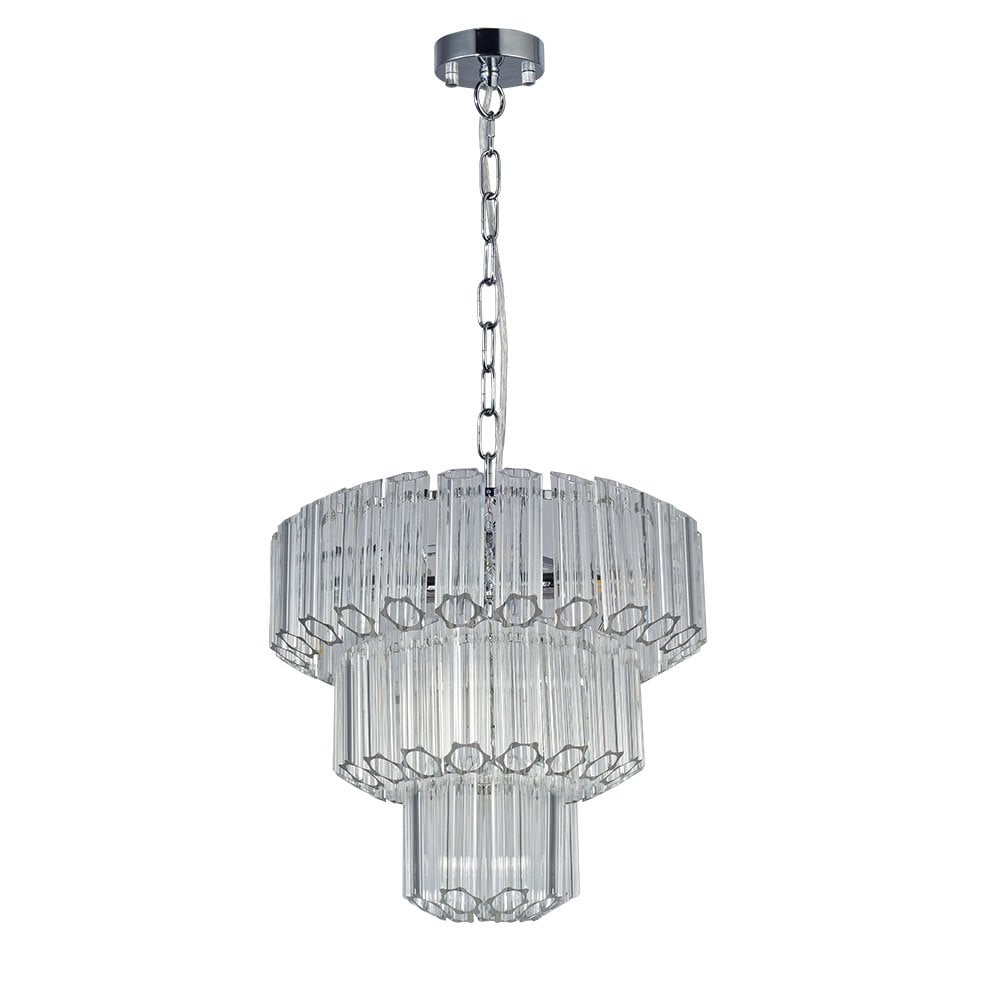 Pierre 7 Light Crystal Pendant in Polished Chrome