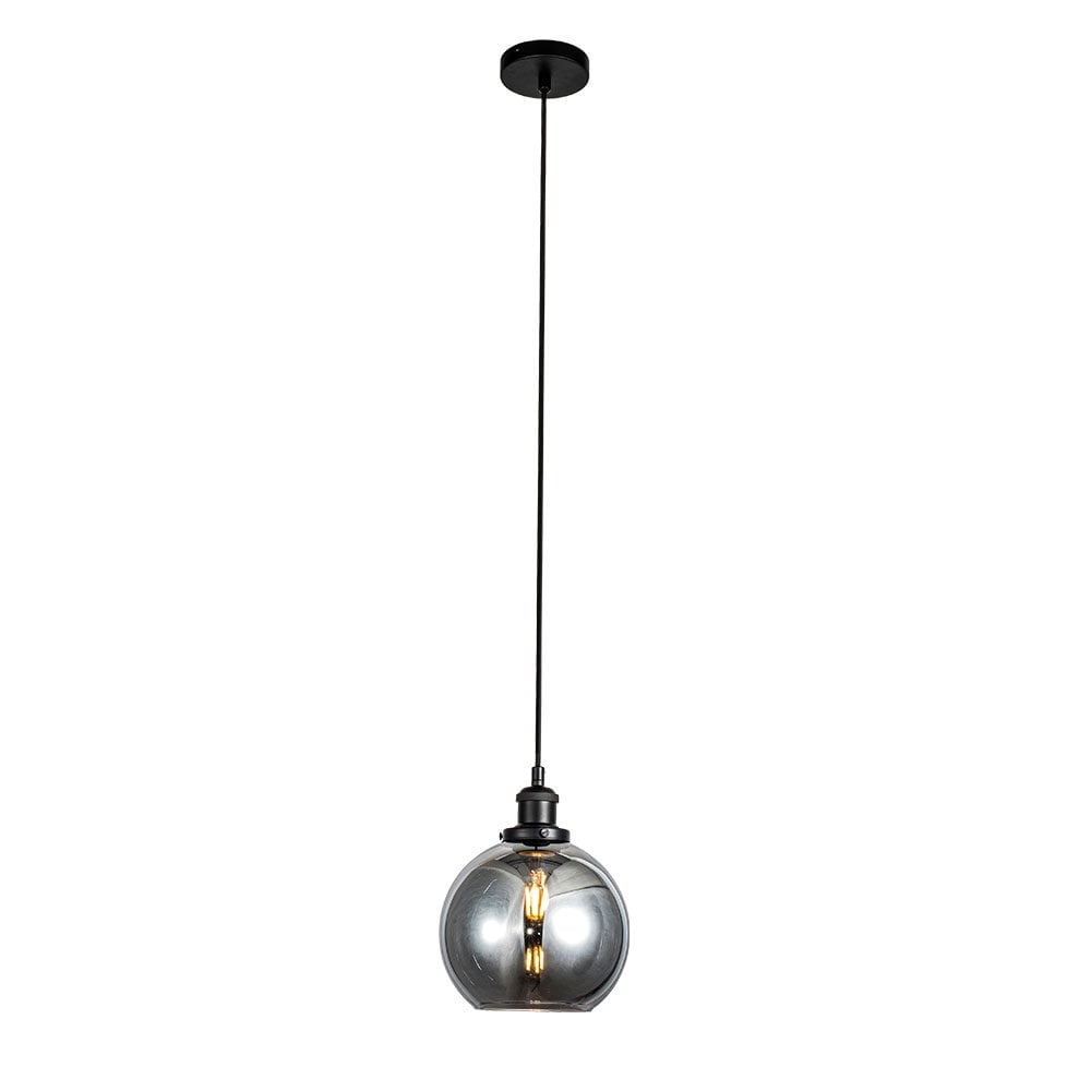 Lewis Small Glass Globe Pendant in Matt Black