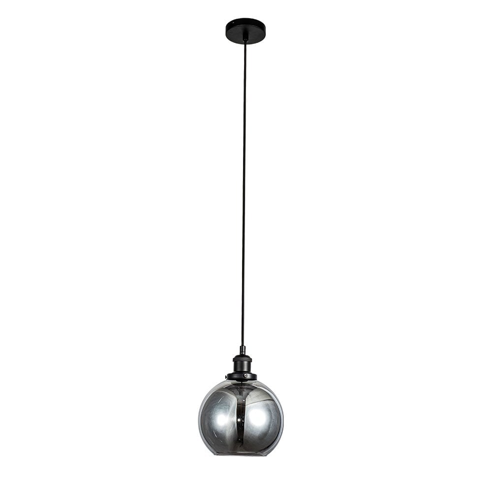 Lewis Small Glass Globe Pendant in Matt Black