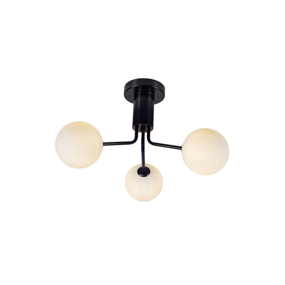 Lando 3 Light Semi Flush Fitting in Matt Black