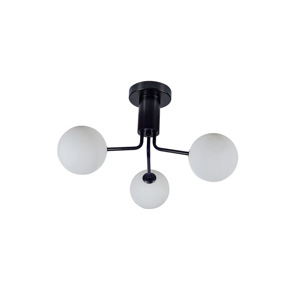 Lando 3 Light Semi Flush Fitting in Matt Black