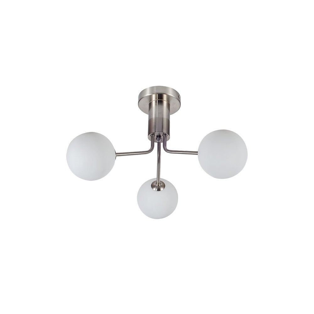 Lando 3 Light Semi Flush Fitting in Satin Chrome