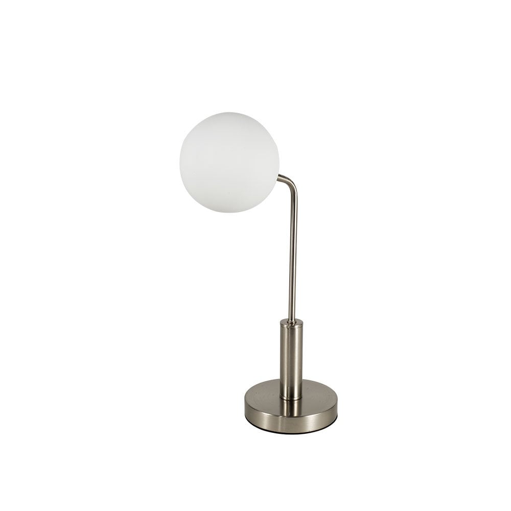 Lando Satin Chrome Table Lamp With Opal Shade
