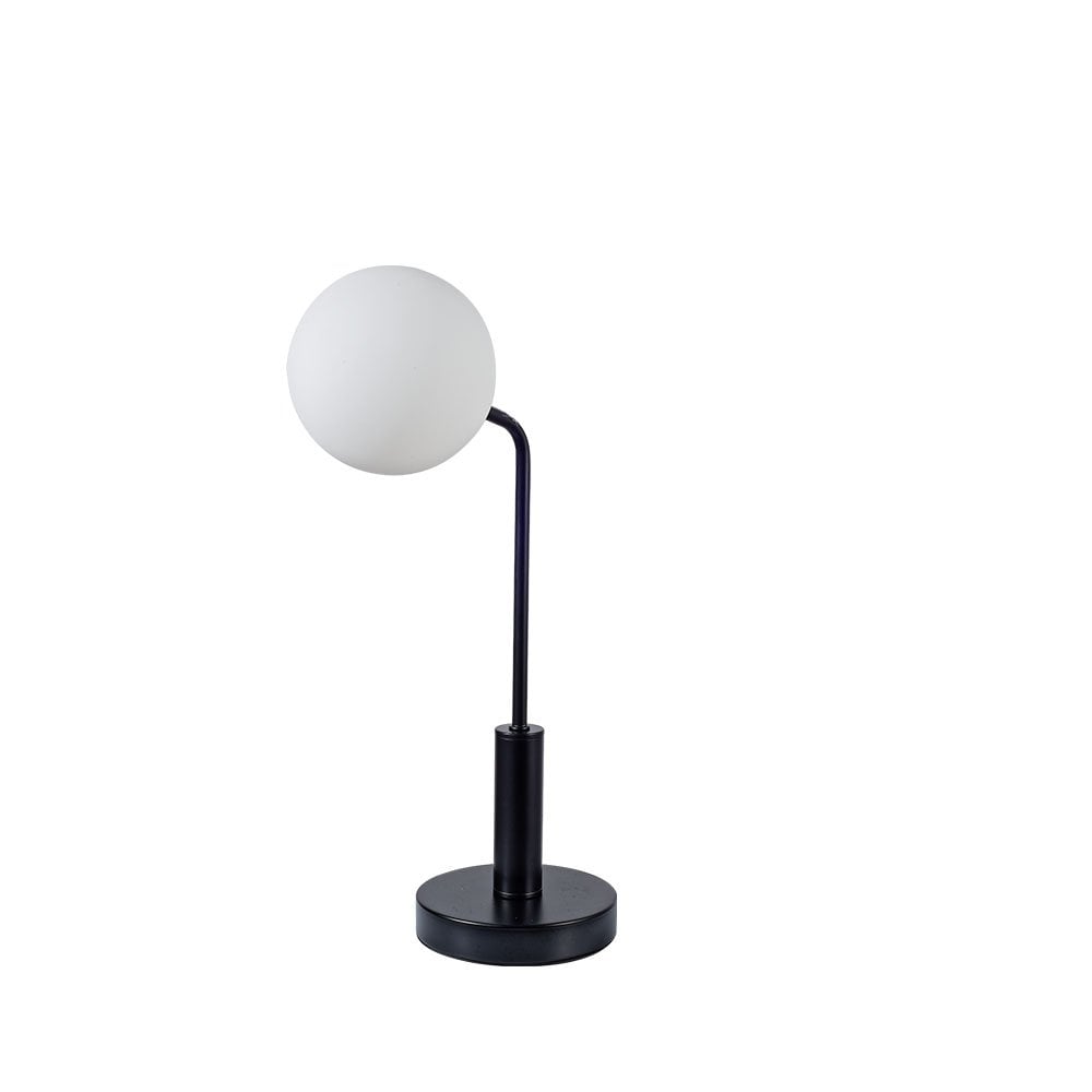 Lando Matt Black Table Lamp With Opal Shade