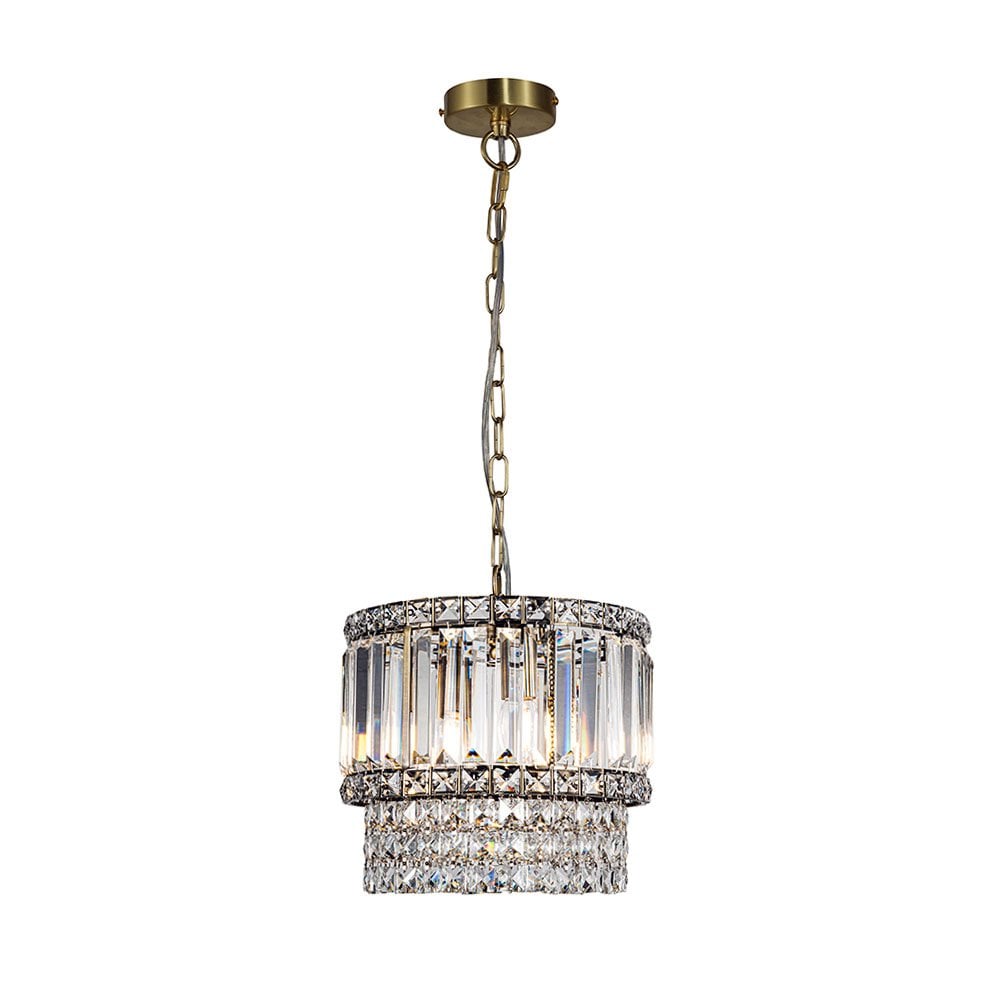 Isla 3 Light Antique Brass Crystal Pendant