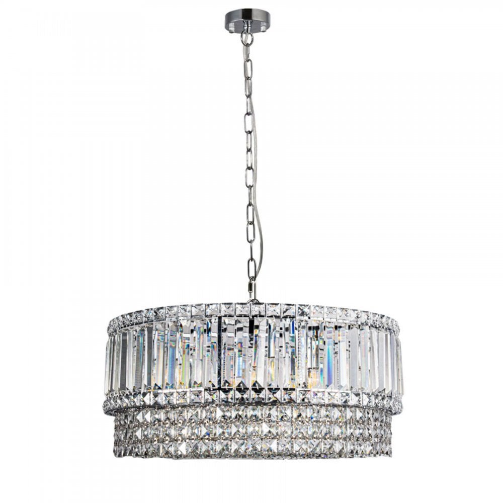 Isla 9 Light Polished Chrome Crystal Pendant