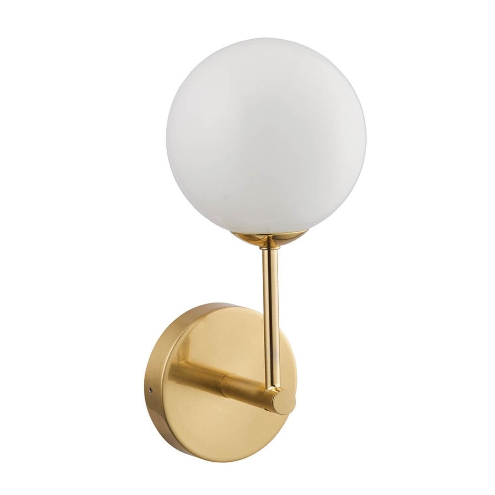 Otto Wall Light in Brushed Brass with Gloss Opal Glass