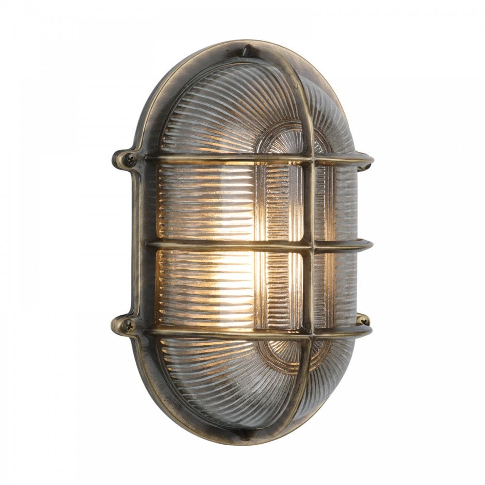 Admiral Large Oval Wall Bulkhead Antique Brass IP64