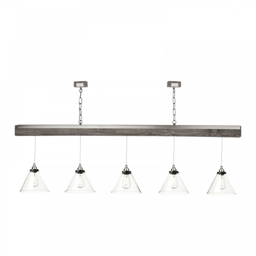 Aspen 5 Light Beam Pendant in Silver Birch Effect