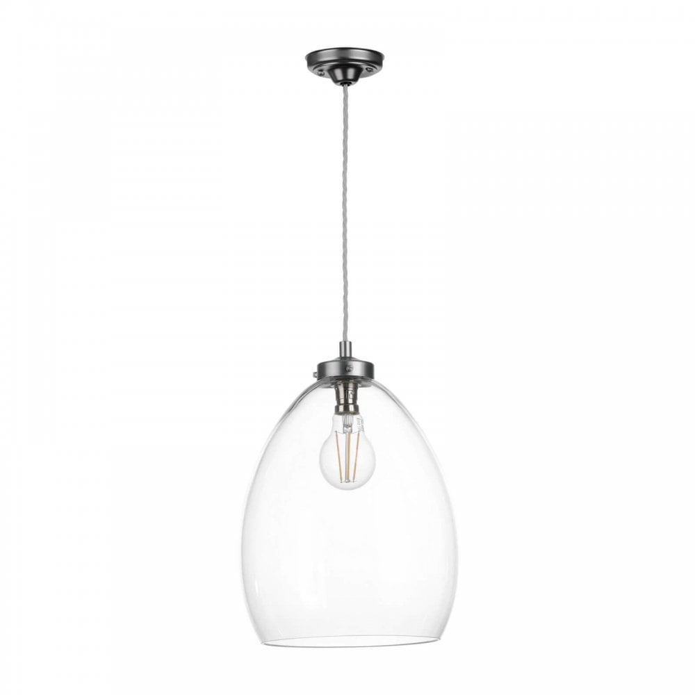 Yeovil Single Pendant in Aged Silver