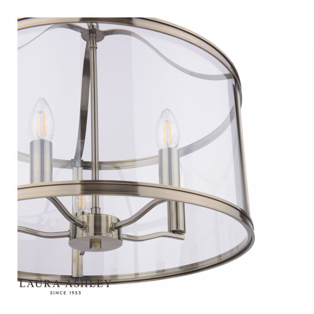 Harrington 5 Light Pendant in Antique Brass & Glass