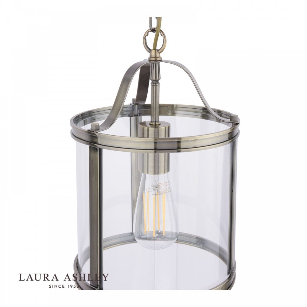 Harrington 1 Light Pendant in Antique Brass & Glass