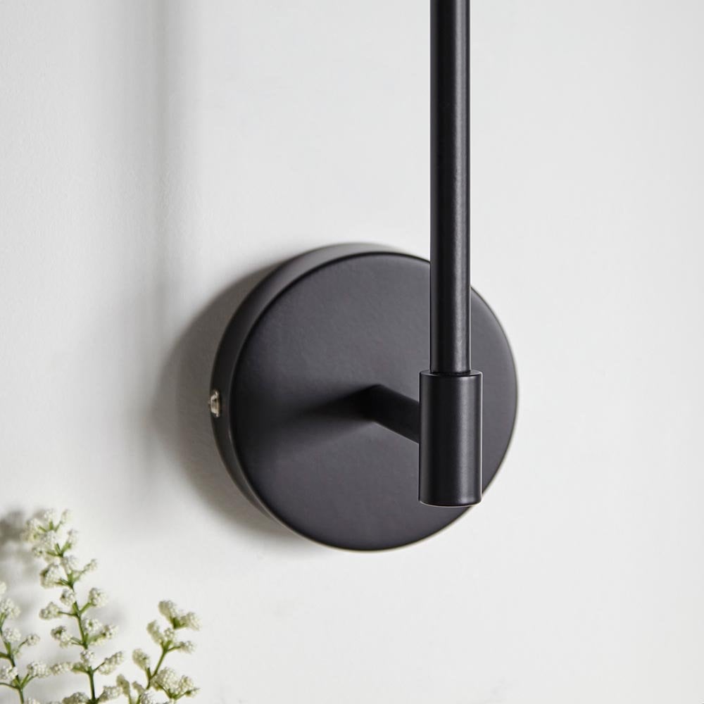 Sancerre Matt Black Wall Light C/W White Shade