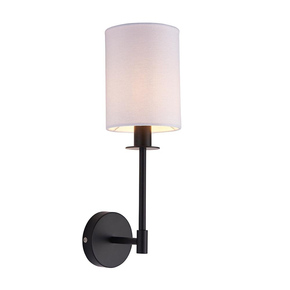 Sancerre Matt Black Wall Light C/W White Shade