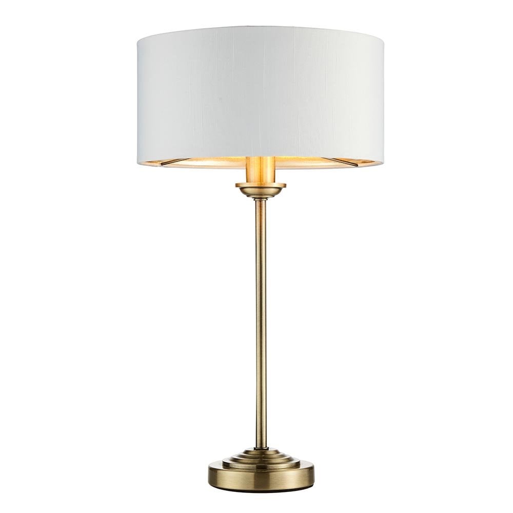 Highclere 1 Light Antique Brass Table Lamp C/W White Shade