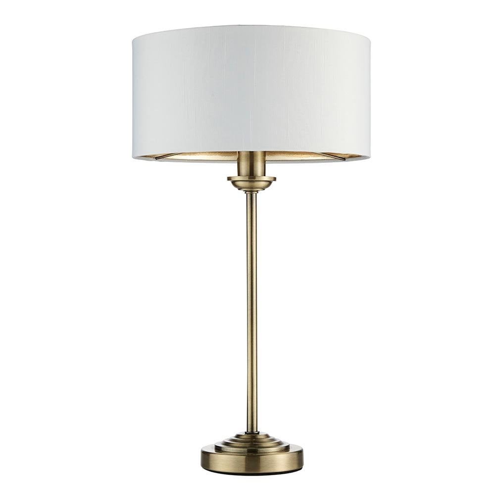 Highclere 1 Light Antique Brass Table Lamp C/W White Shade