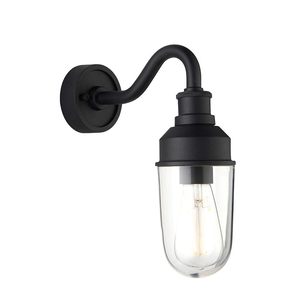 Terry Outdoor Curved Wall Light in Matt Black Finish IP44