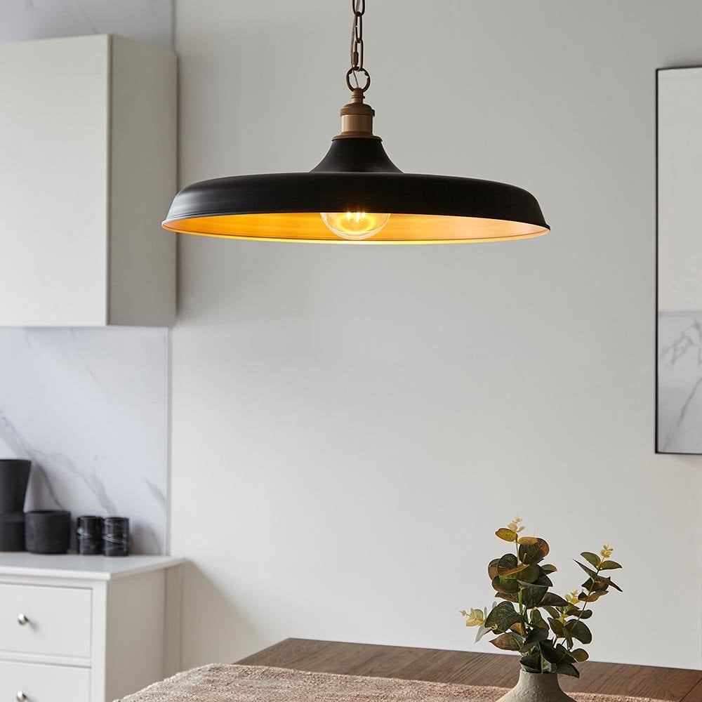 Marie Matt Black & Satin Brass Pendant