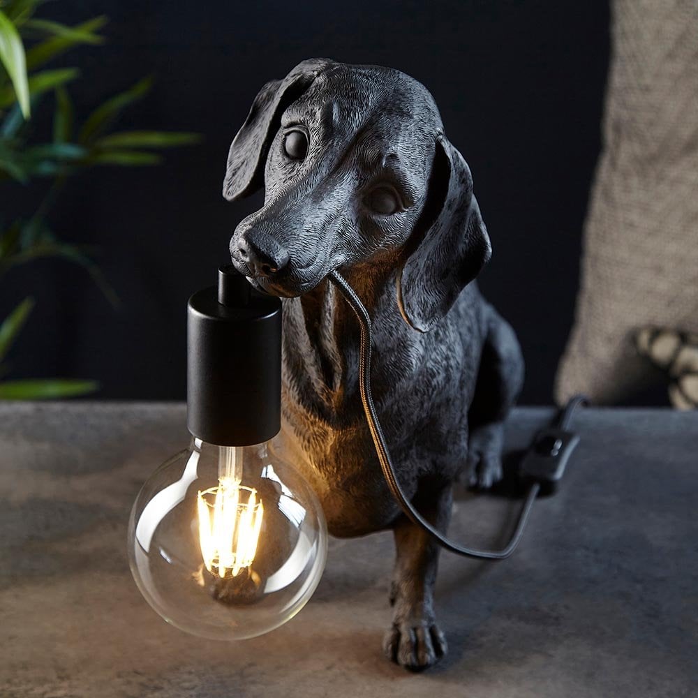 Daschund Table Lamp in Matt Black