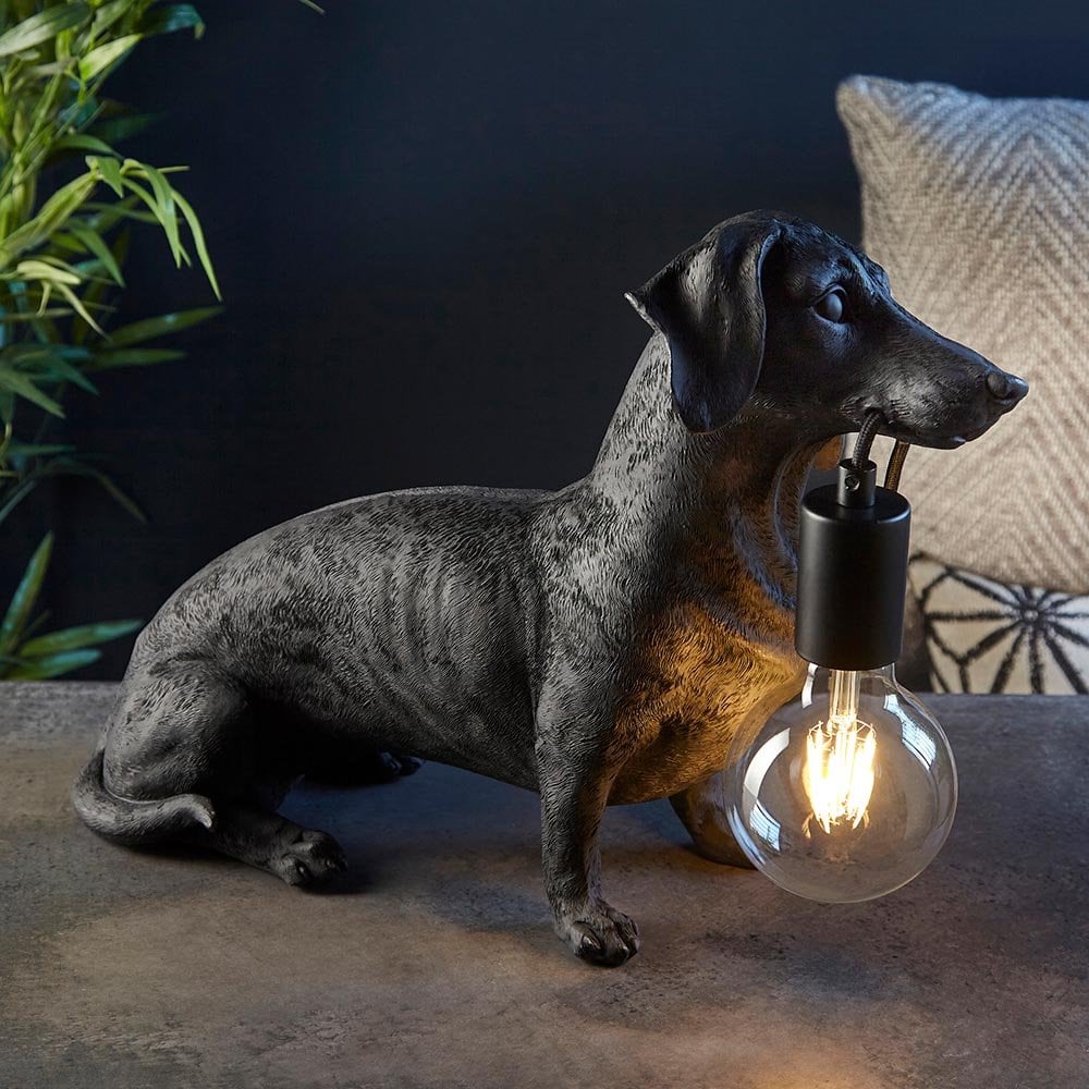 Daschund Table Lamp in Matt Black
